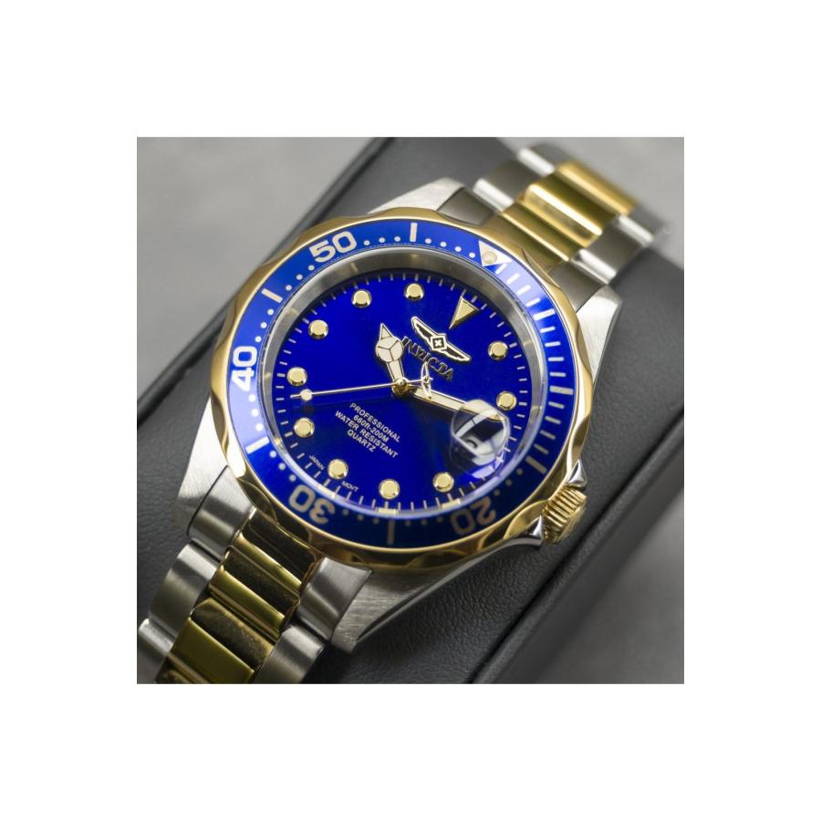 Invicta Pro Diver 腕時計 メンズ 日本製クオーツ ブルー文字盤 18kゴールドコンビ 17050 |  | 02