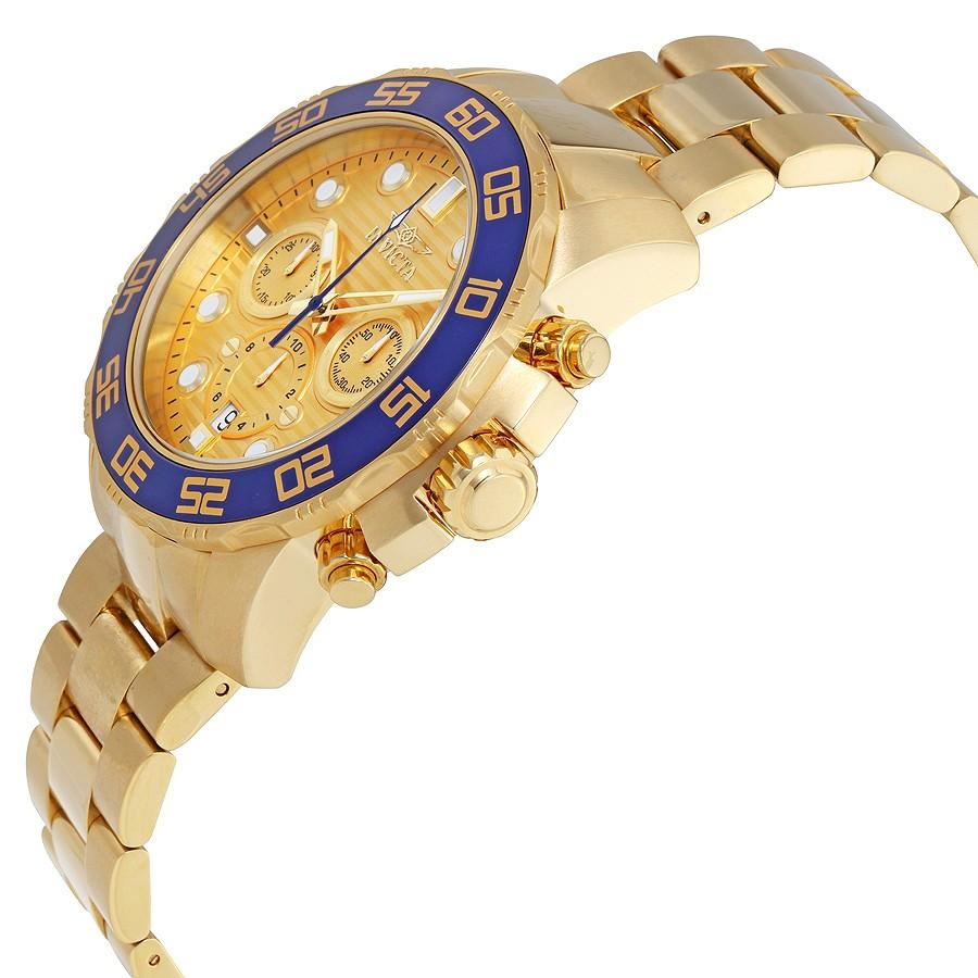 Invicta Pro Diver 腕時計 メンズ クロノグラフ ゴールド文字盤 イエローゴールド 100m防水 22227 |  | 01