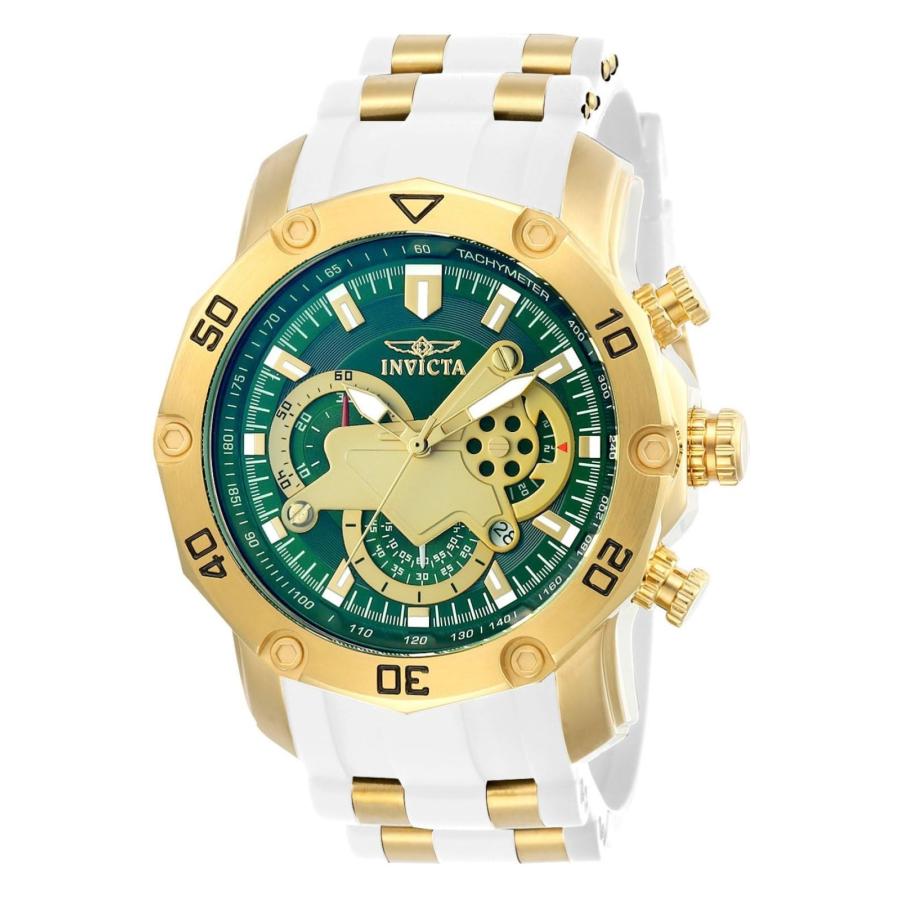 Invicta Pro Diver Scuba 腕時計 メンズ クオーツ グリーン文字盤 ホワイトシリコンバンド 50mm 23422 | 