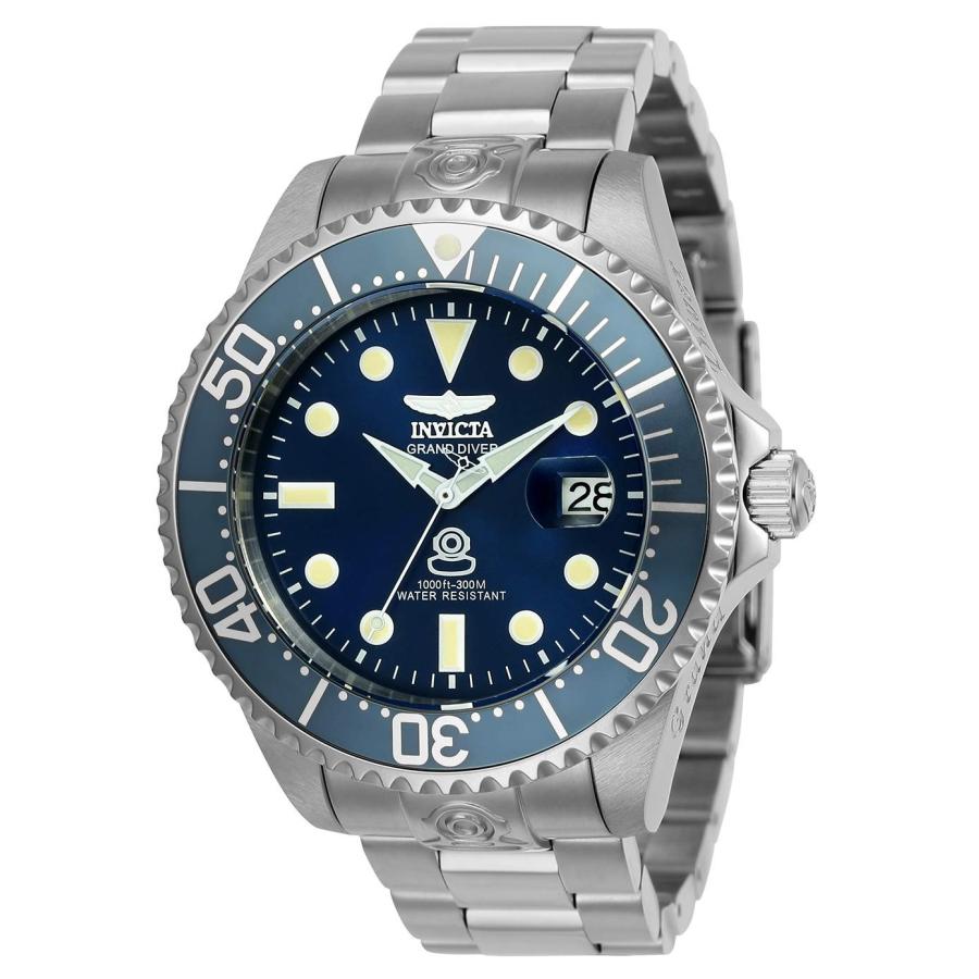 Invicta Grand Diver 腕時計 メンズ 自動巻き ブルー文字盤 シルバー ステンレス 24765 | 