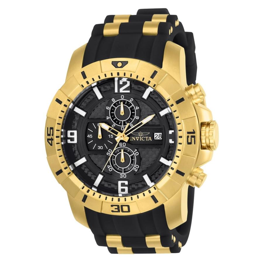 Invicta Pro Diver 腕時計 メンズ 50mm ブラック文字盤 クオーツ クロノグラフ シリコンバンド 24965 | 
