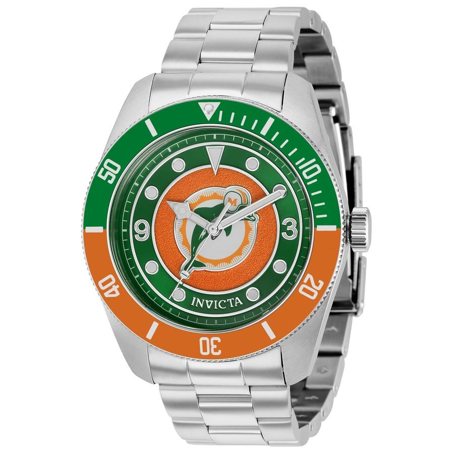 Invicta NFL Miami Dolphins 腕時計 メンズ クオーツ グリーン文字盤 ステンレス 37237 | 