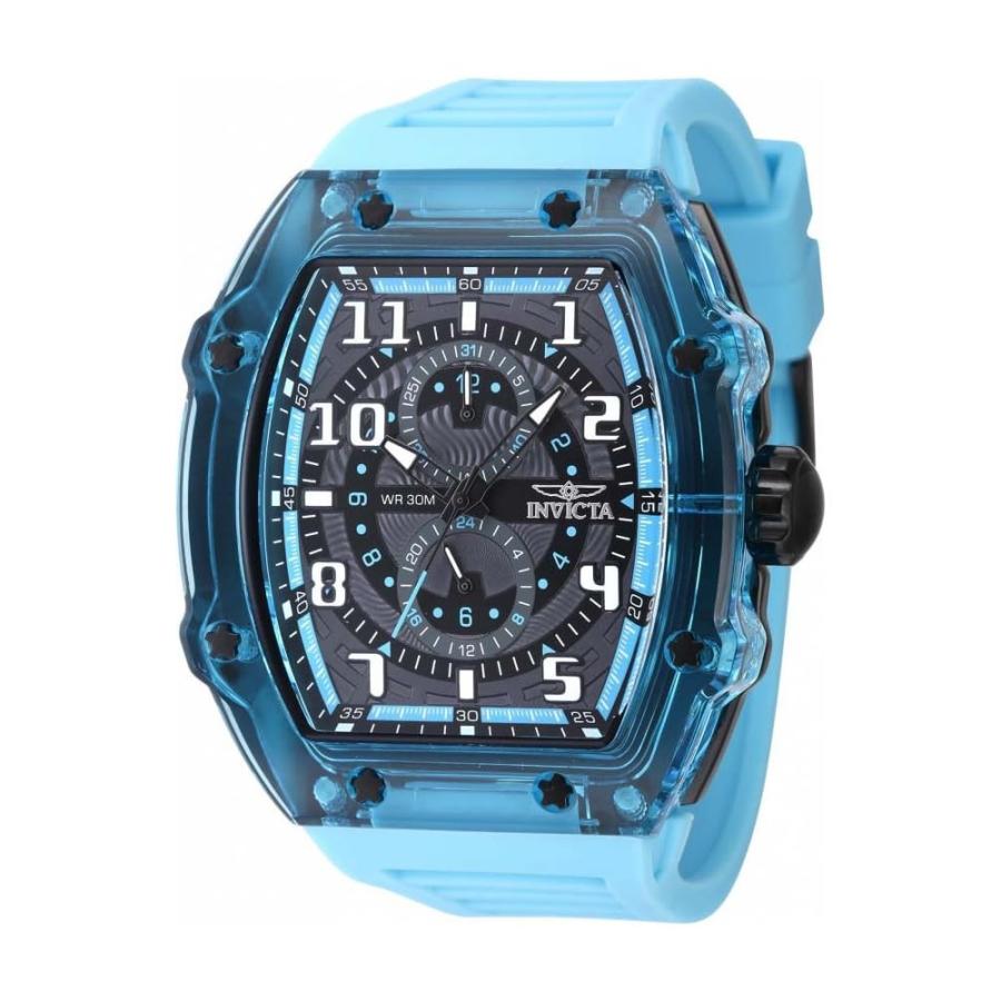 Invicta Racing 腕時計 メンズ クオーツ ブラック ブルー 48.5mm シリコンバンド | 