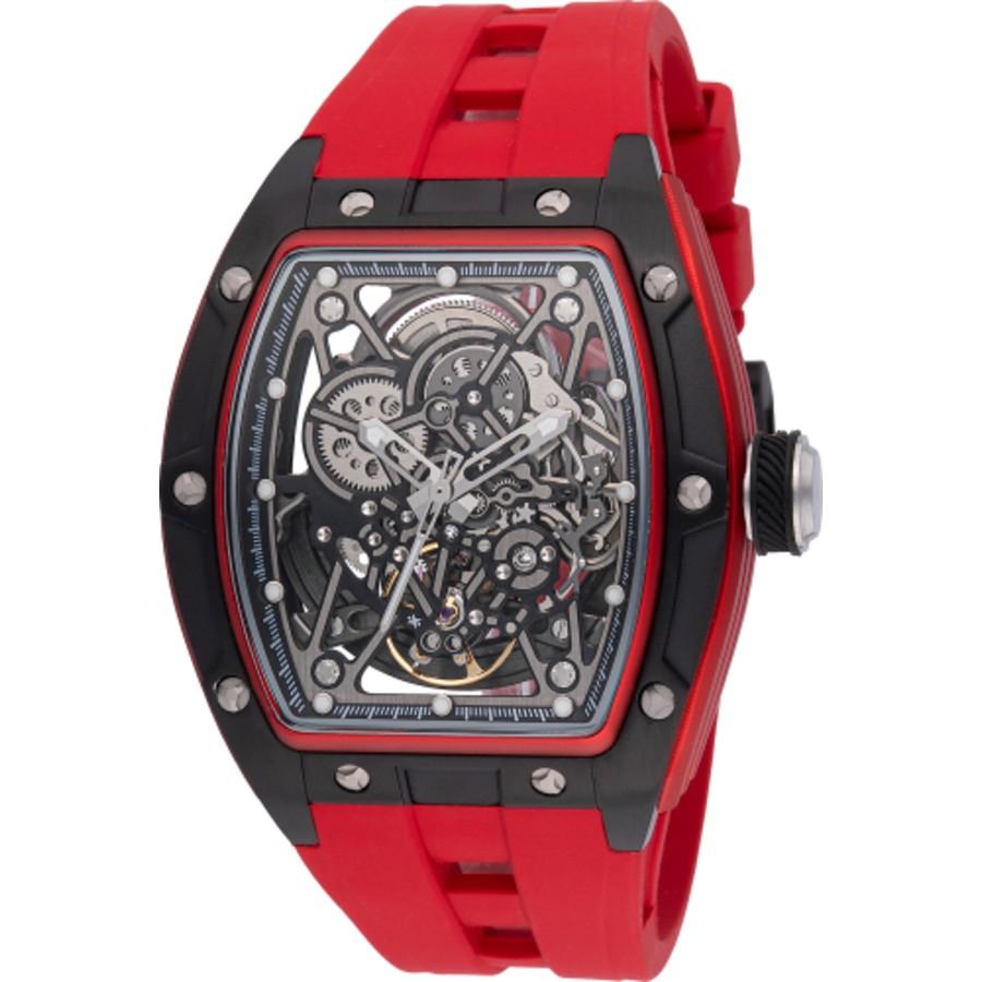 Invicta S1 Rally 腕時計 メンズ 自動巻 ブラック文字盤 レッドシリコンベルト 49017 | 