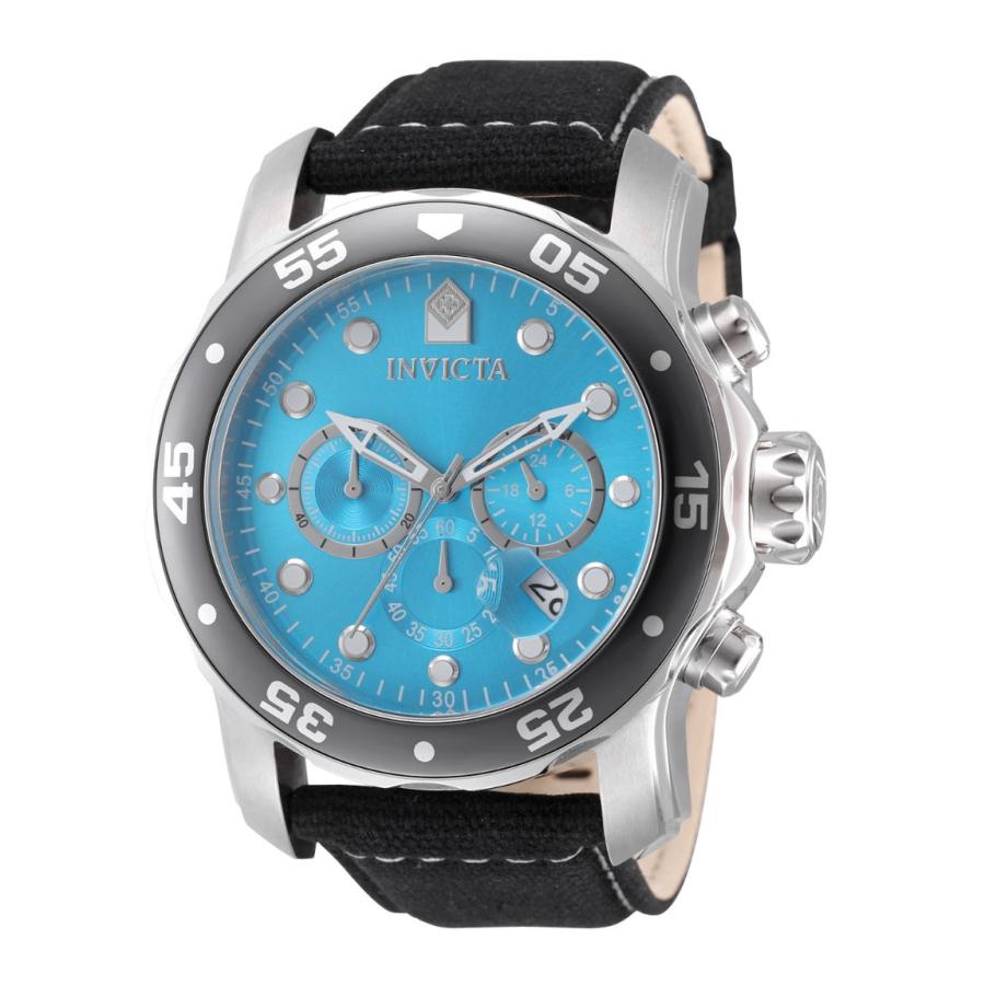 Invicta Pro Diver Radiax 腕時計 48mmケース ライトブルー文字盤 ブラックキャンバスバンド メンズ 49835 | 