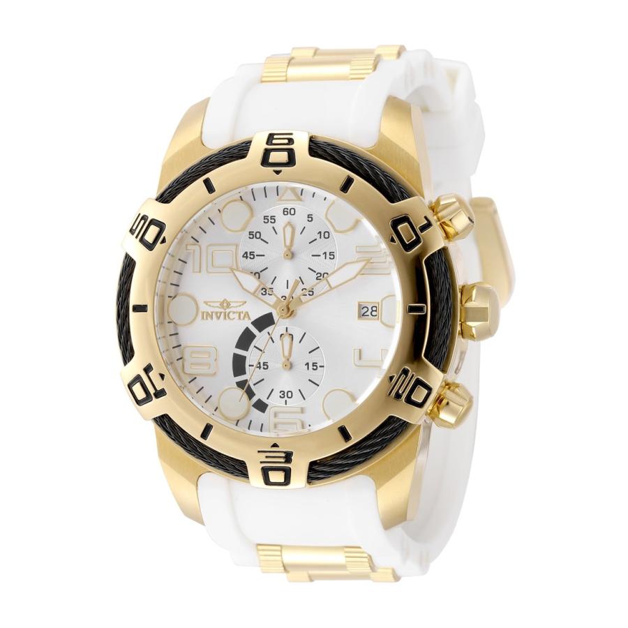 Invicta Bolt 腕時計 50mm ケース ゴールド シルバー文字盤 ホワイト/ゴールドバンド メンズ 50583 | 