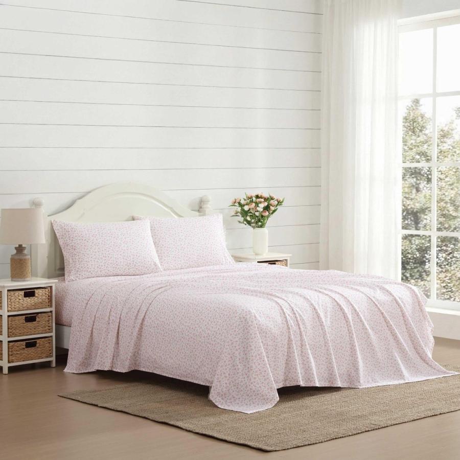 Laura Ashley ベッドシーツセット コットン100% パーケール織 花柄 ピンク | 