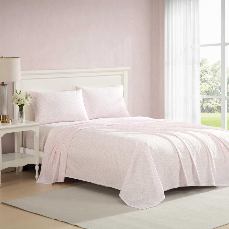 Laura Ashley ベッドシーツセット コットン100% 花柄 ピンク 寝具カバー 4点セット | 