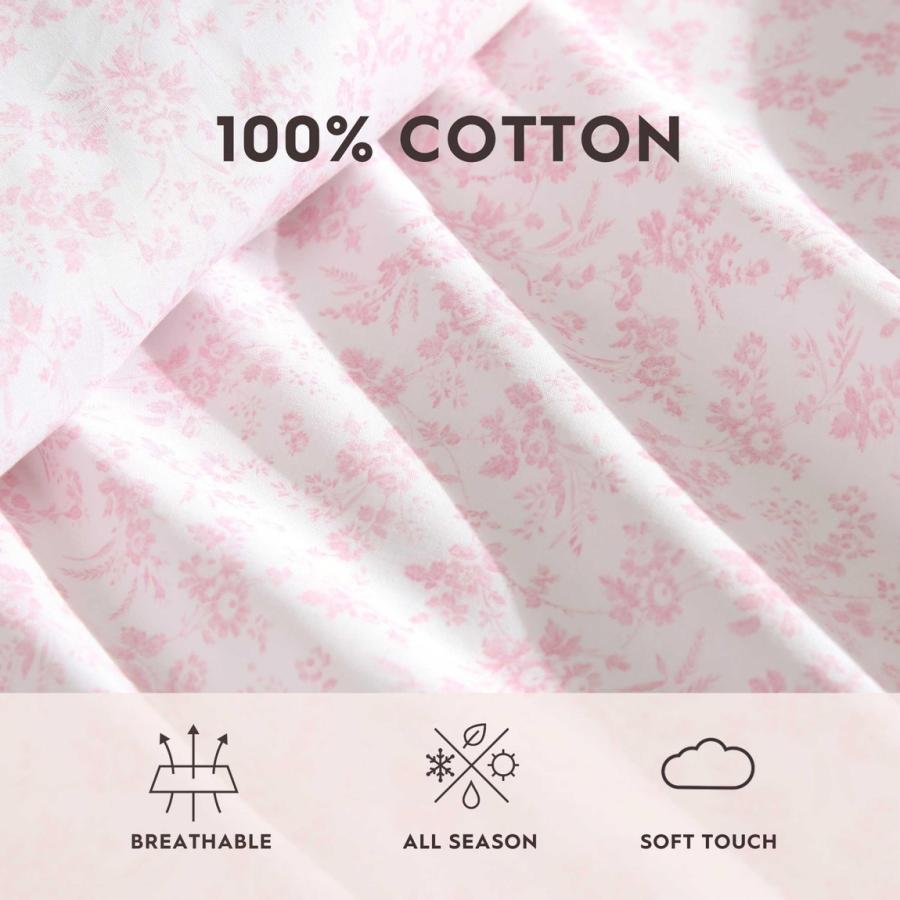 Laura Ashley ベッドシーツセット コットン100% 花柄 ピンク 寝具カバー 4点セット |  | 04