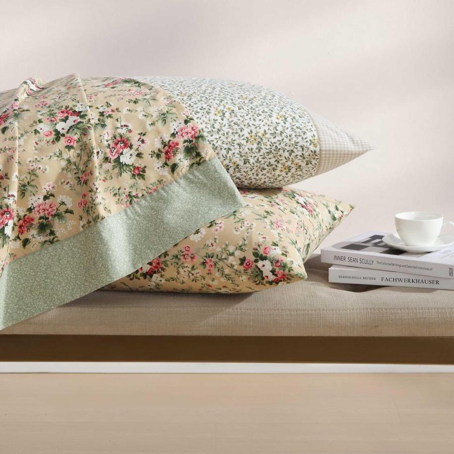 Laura Ashley ベッドシーツセット 花柄 グリーン コットン パーケール 4点セット |  | 05