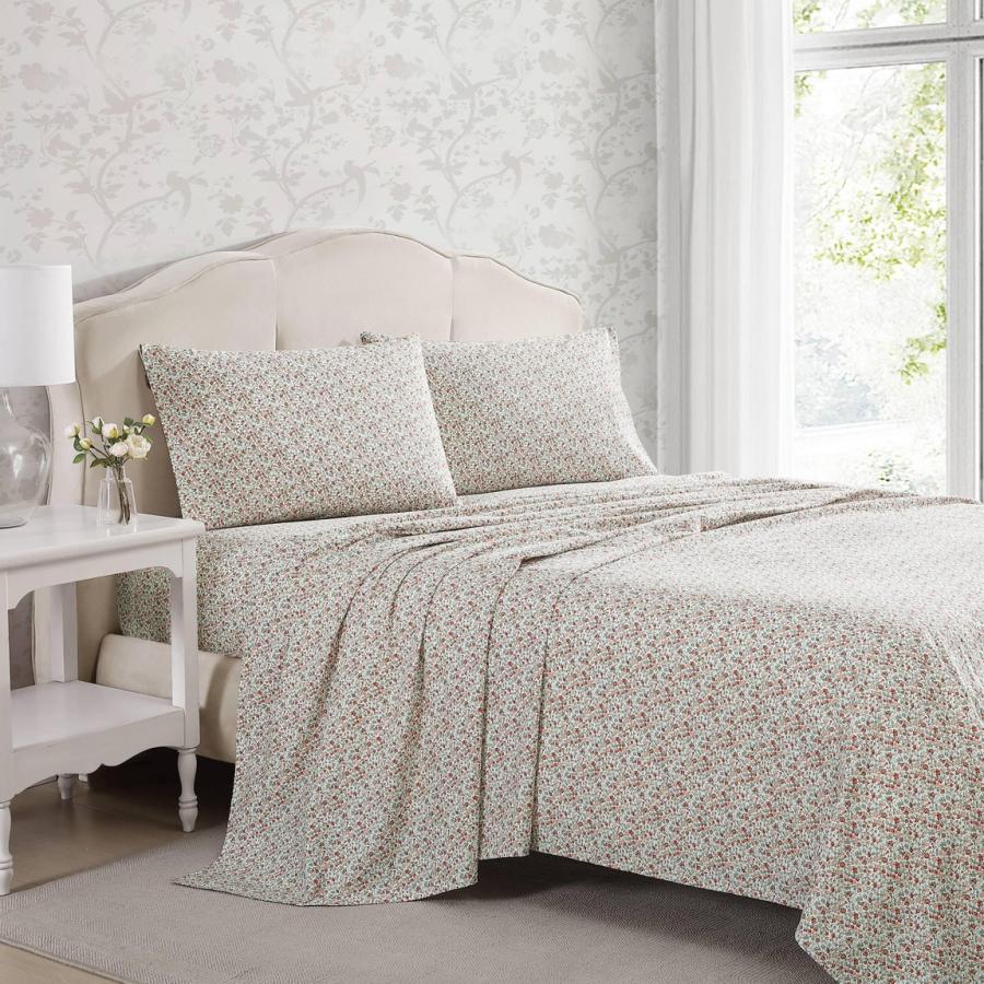 Laura Ashley ベッドシーツセット コットンパーケール Emogene Burnt Orange 花柄 寝具 |  | 01