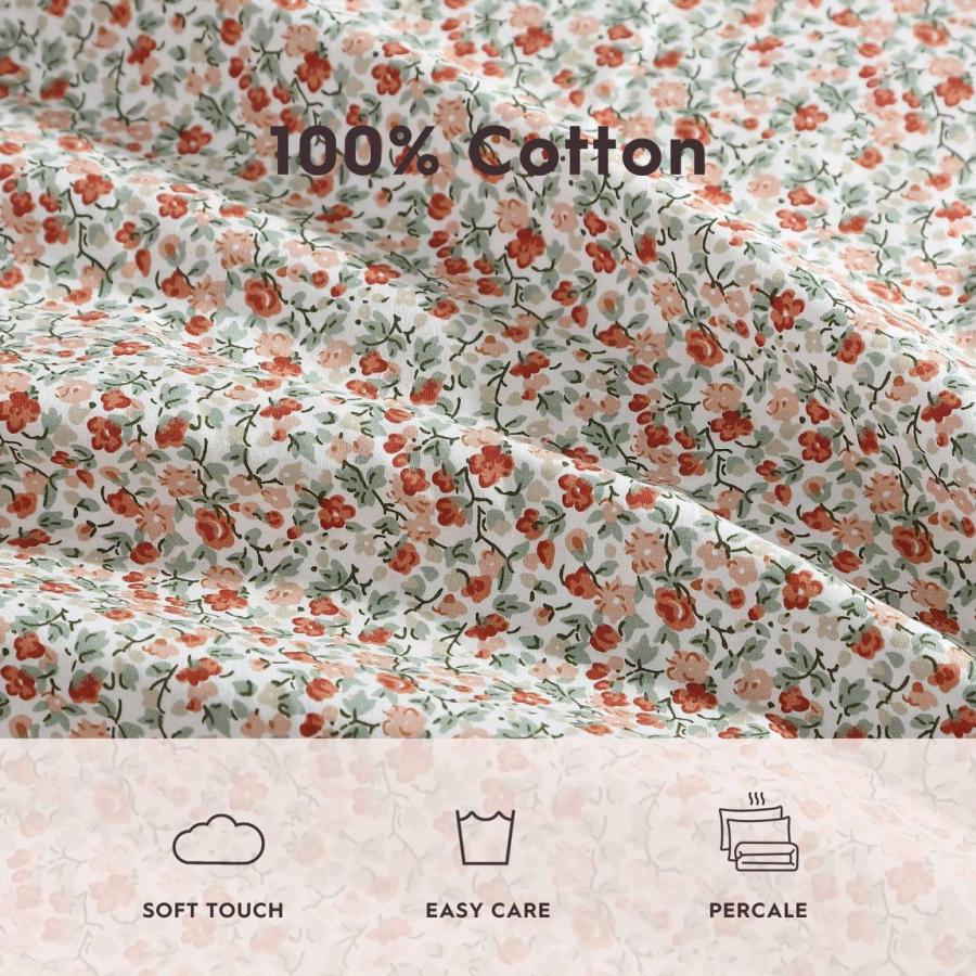 Laura Ashley ベッドシーツセット コットンパーケール Emogene Burnt Orange 花柄 寝具 |  | 05
