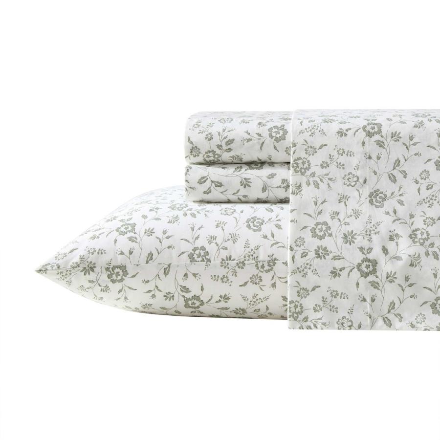 Laura Ashley ベッドシーツセット コットン パーケール 花柄 ミランダグリーン 4点セット |  | 01