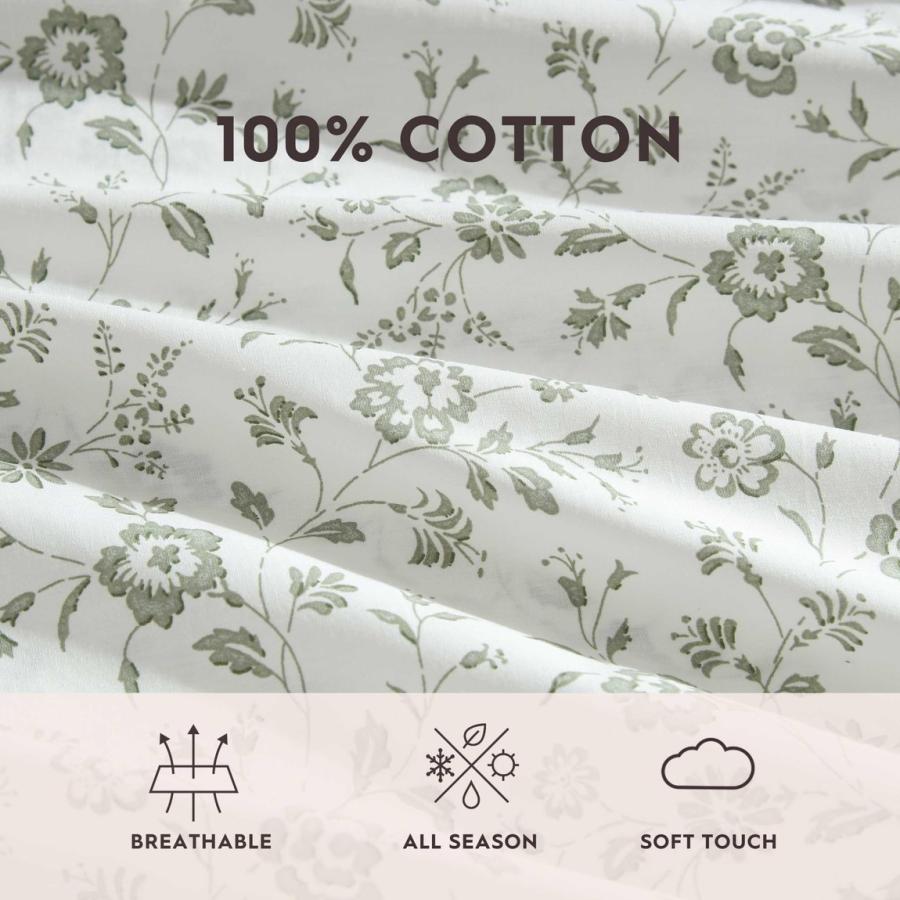 Laura Ashley ベッドシーツセット コットン パーケール 花柄 ミランダグリーン 4点セット |  | 04