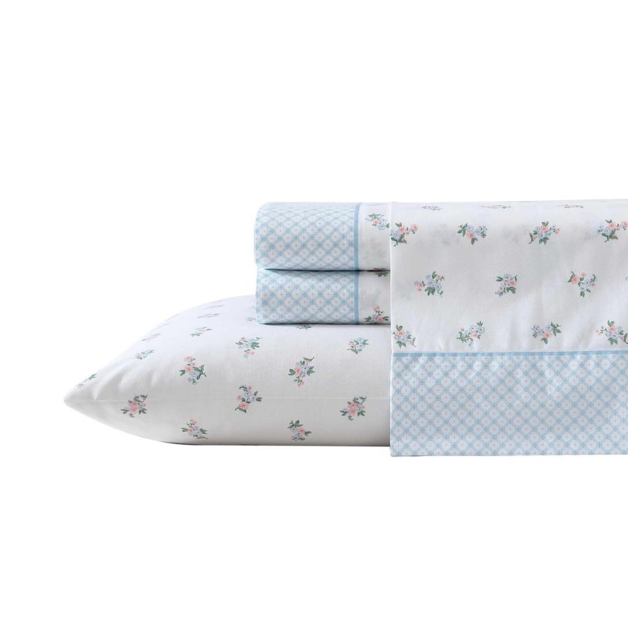 Laura Ashley ベッドシーツセット コットンパーケール 花柄 Harperette Blue | 