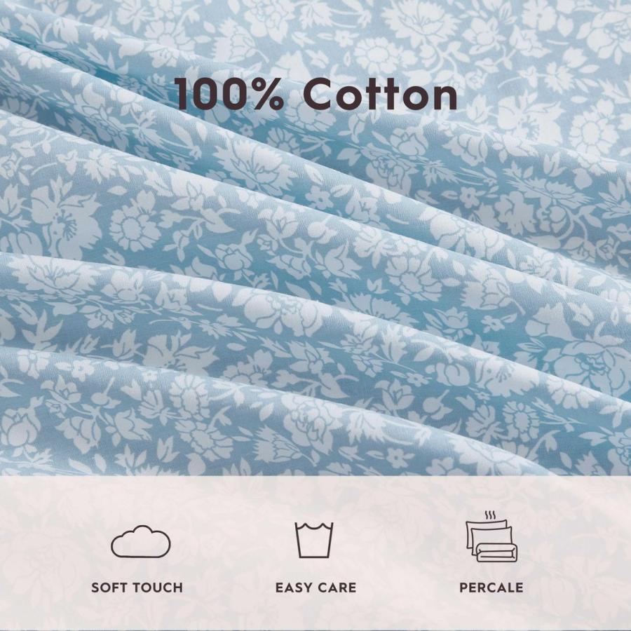 Laura Ashley 寝具セット 綿100% パーケール織り 花柄 ブルー フラワー ベッドシーツ 枕カバー |  | 04
