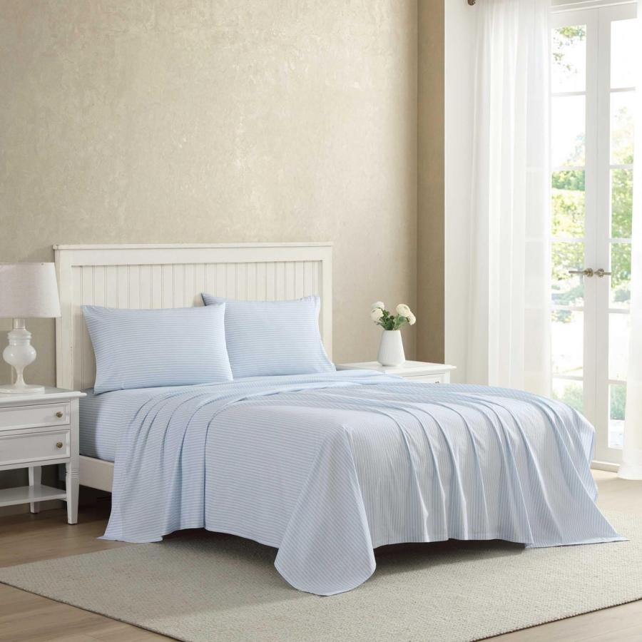Laura Ashley ベッドシーツセット コットンパーケール ブルー ストライプ 寝具カバー |  | 01