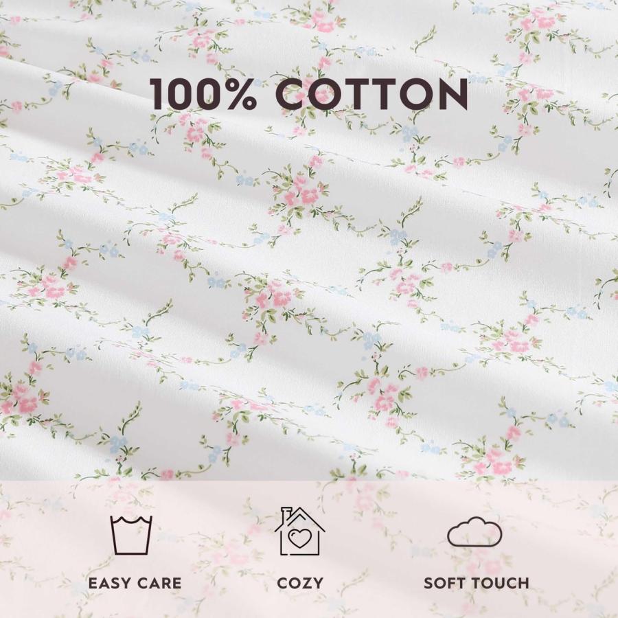 Laura Ashley シーツセット Lynda Pink 綿100% 花柄 チェック柄 ベッドカバー 枕カバー付き |  | 05