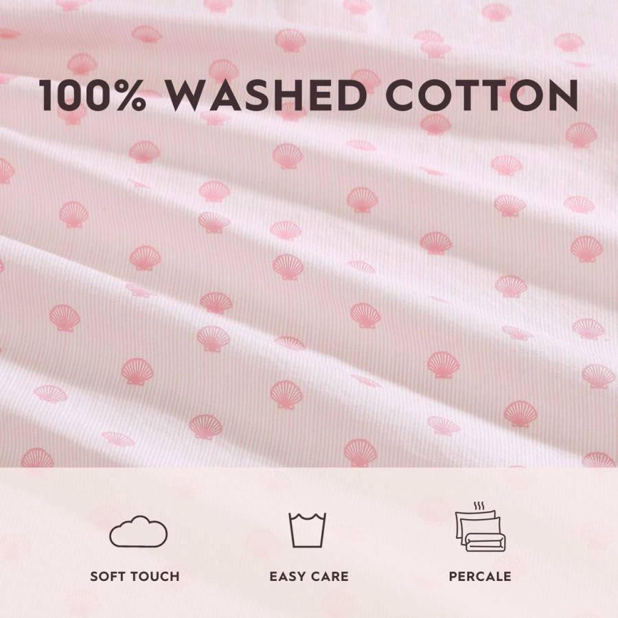 Laura Ashley ベッドシーツセット コットン パーケル素材 ピンク 貝殻柄 4点セット |  | 05