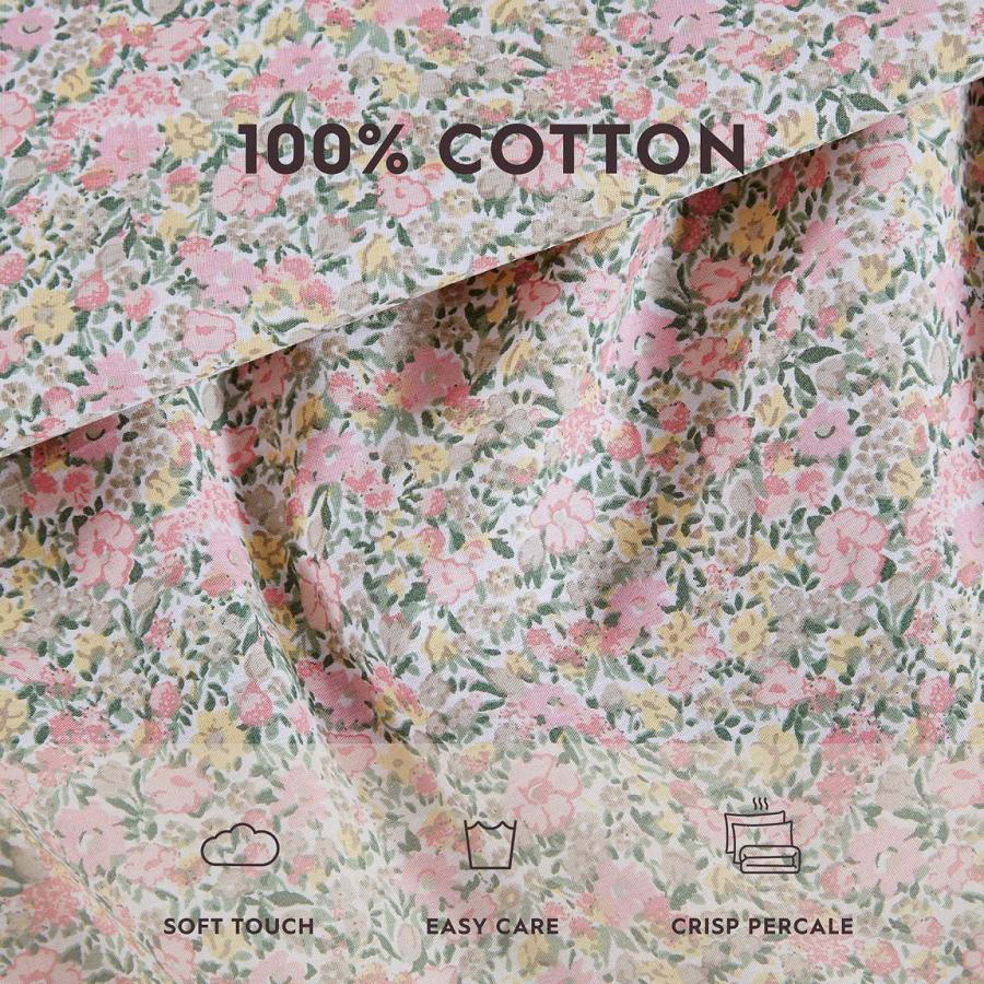 ローラアシュレイ クイーン シーツセット 4点セット ラブストーンピンク コットン100% パーケール織 敷きシーツ 枕カバー ボックスシーツ |  | 06