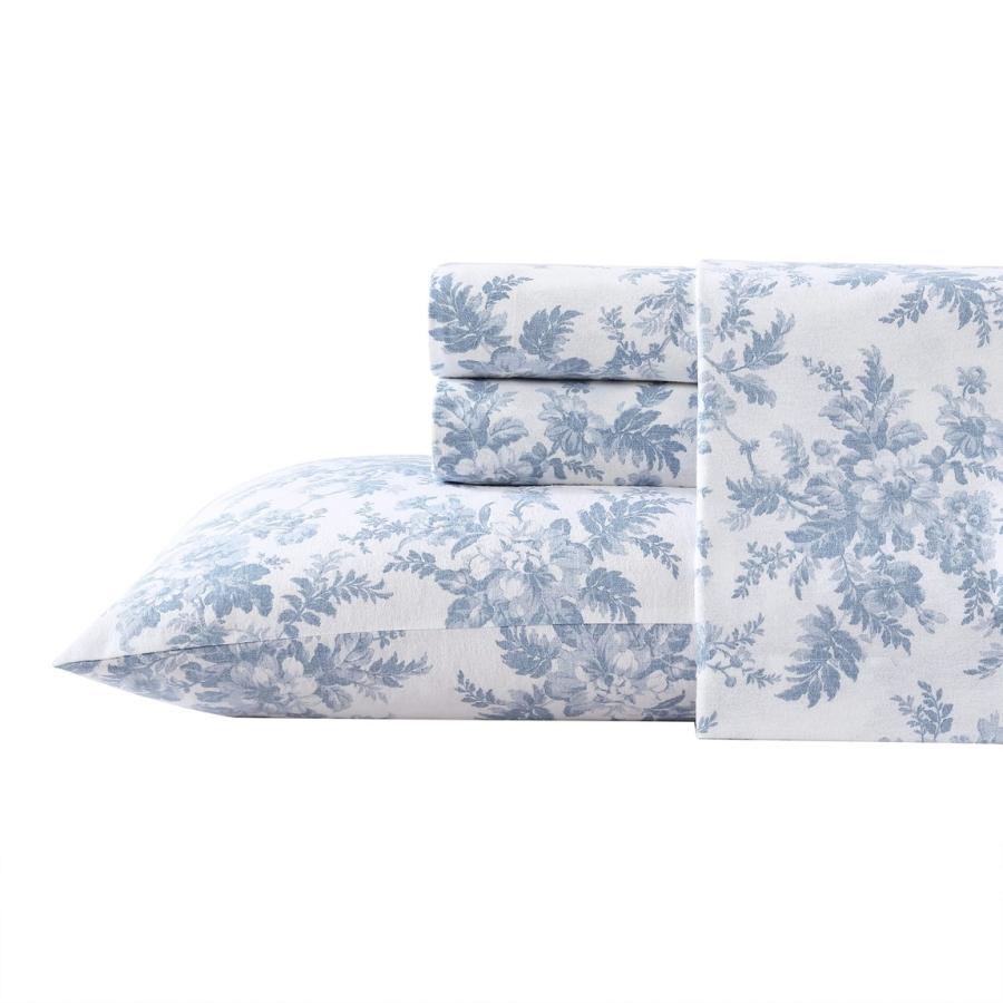 Laura Ashley フランネル ベッドシーツ 4点セット 花柄 ブルー 寝具 カバー セット |  | 01