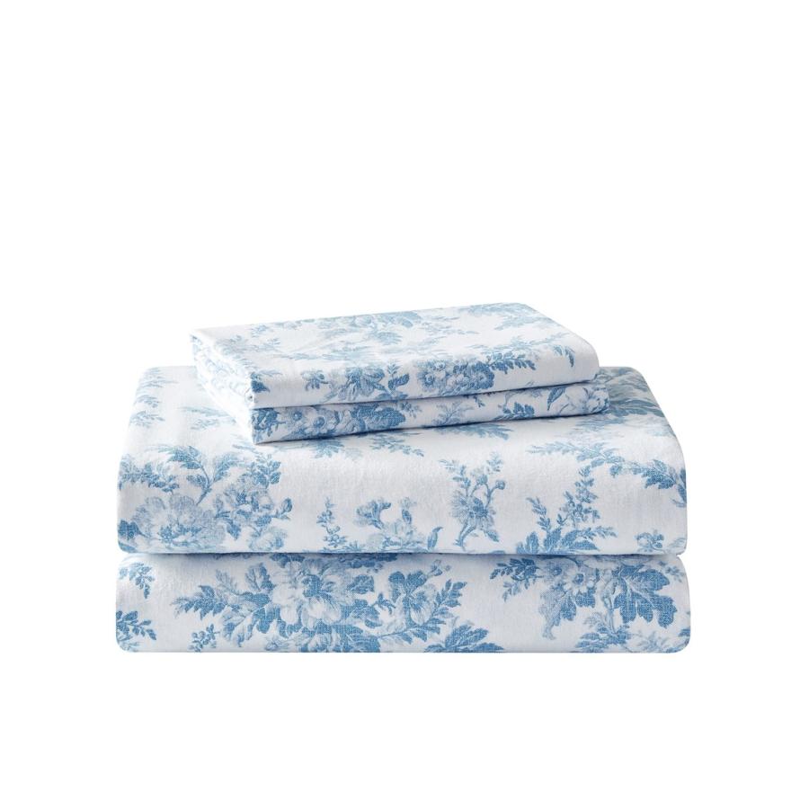 Laura Ashley フランネル ベッドシーツ 4点セット 花柄 ブルー 寝具 カバー セット |  | 02