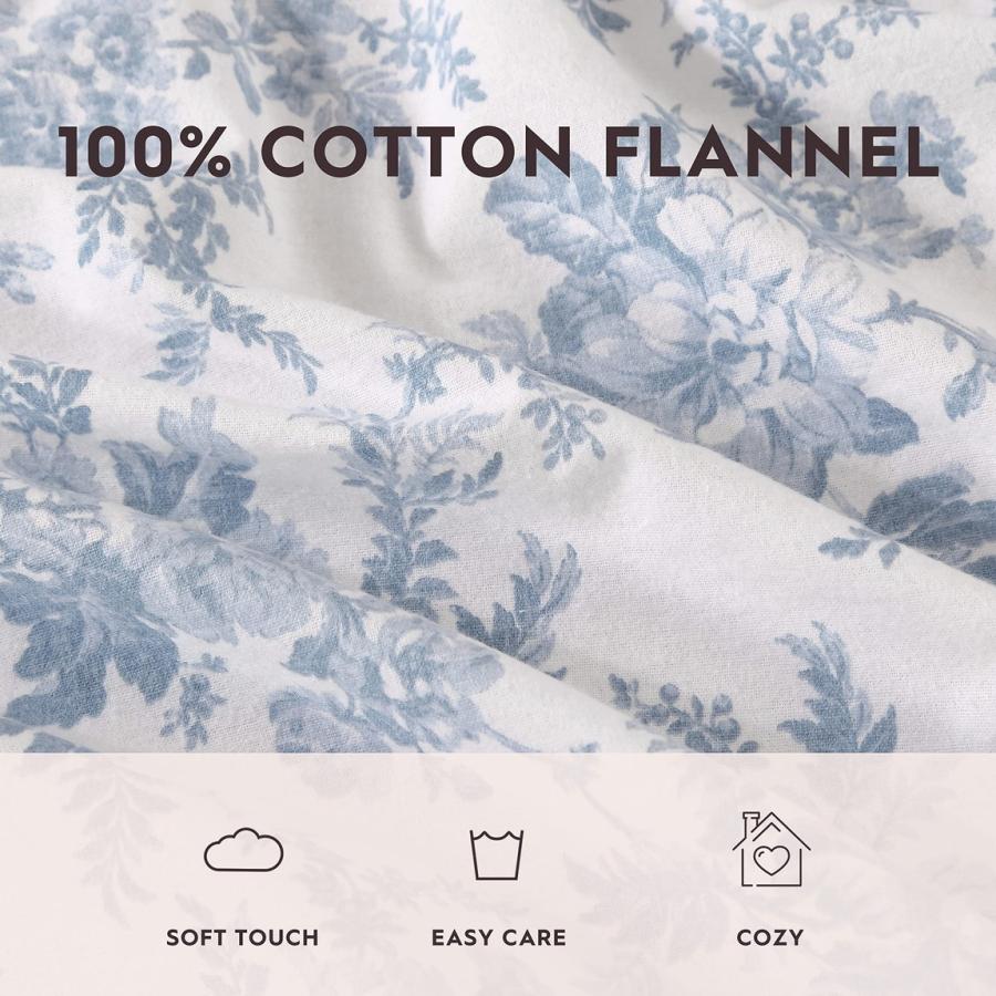 Laura Ashley フランネル ベッドシーツ 4点セット 花柄 ブルー 寝具 カバー セット |  | 07
