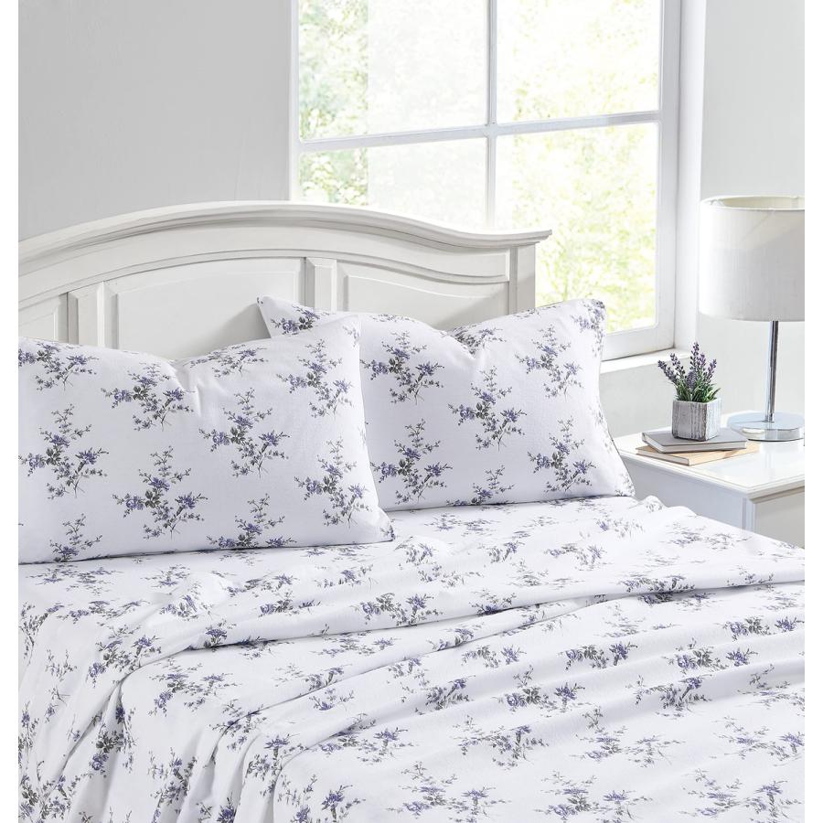 Laura Ashley フランネル ベッドシーツセット 洗える 綿100% 花柄 パープル |  | 01