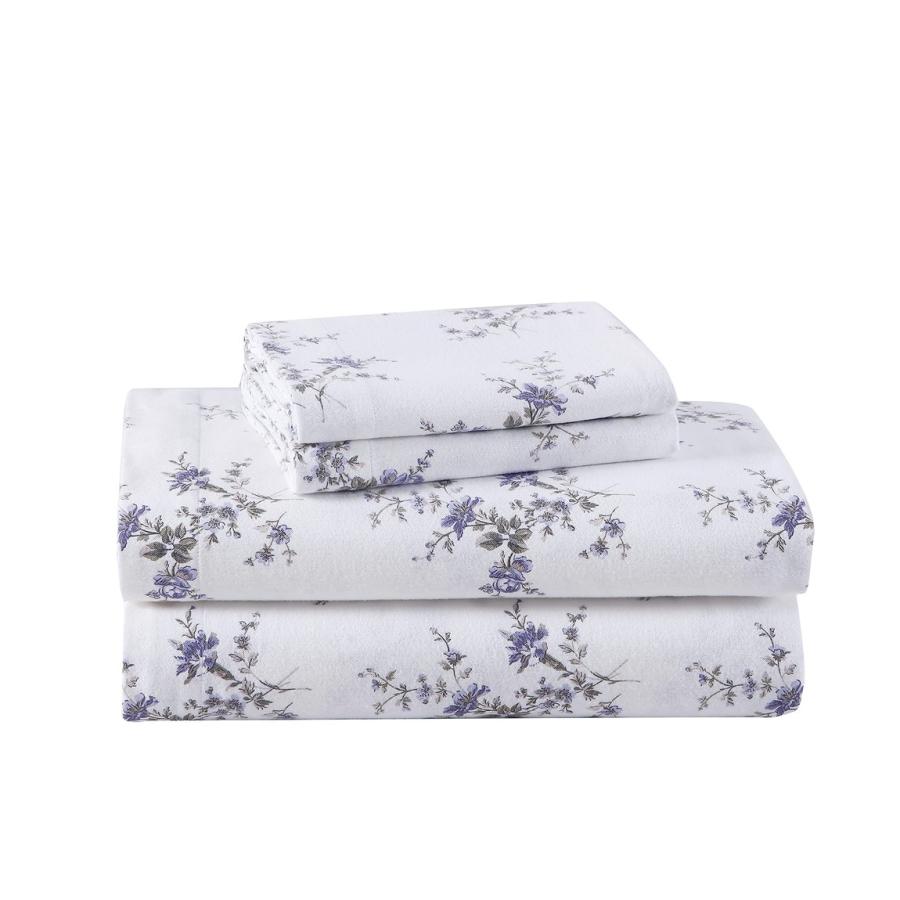 Laura Ashley フランネル ベッドシーツセット 洗える 綿100% 花柄 パープル |  | 02