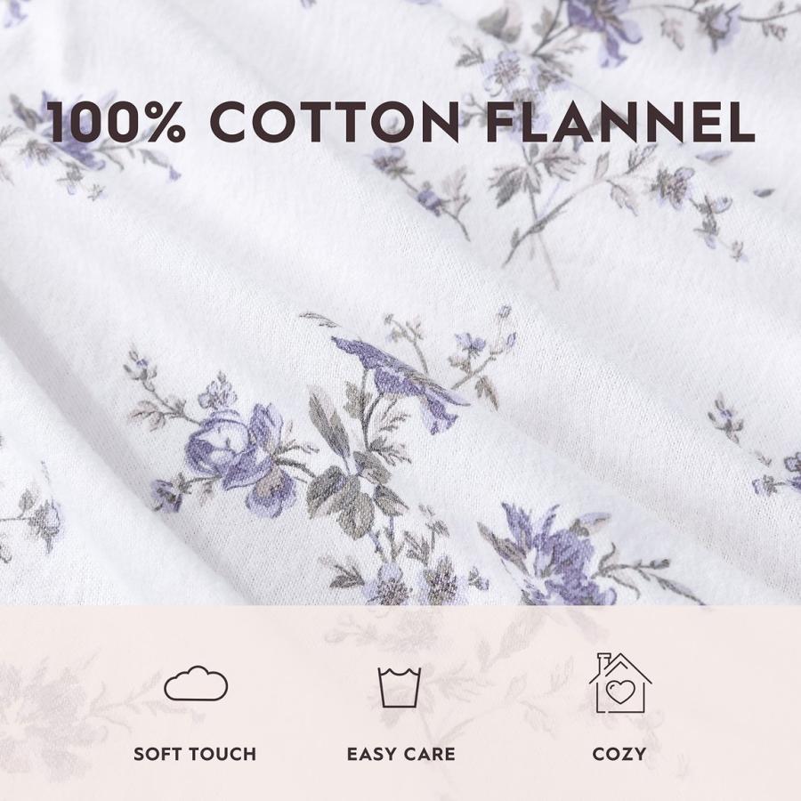 Laura Ashley フランネル ベッドシーツセット 洗える 綿100% 花柄 パープル |  | 05