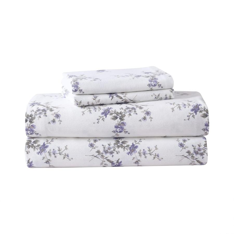 Laura Ashley フランネル ベッドシーツセット 洗える 綿100% 花柄 パープル |  | 06