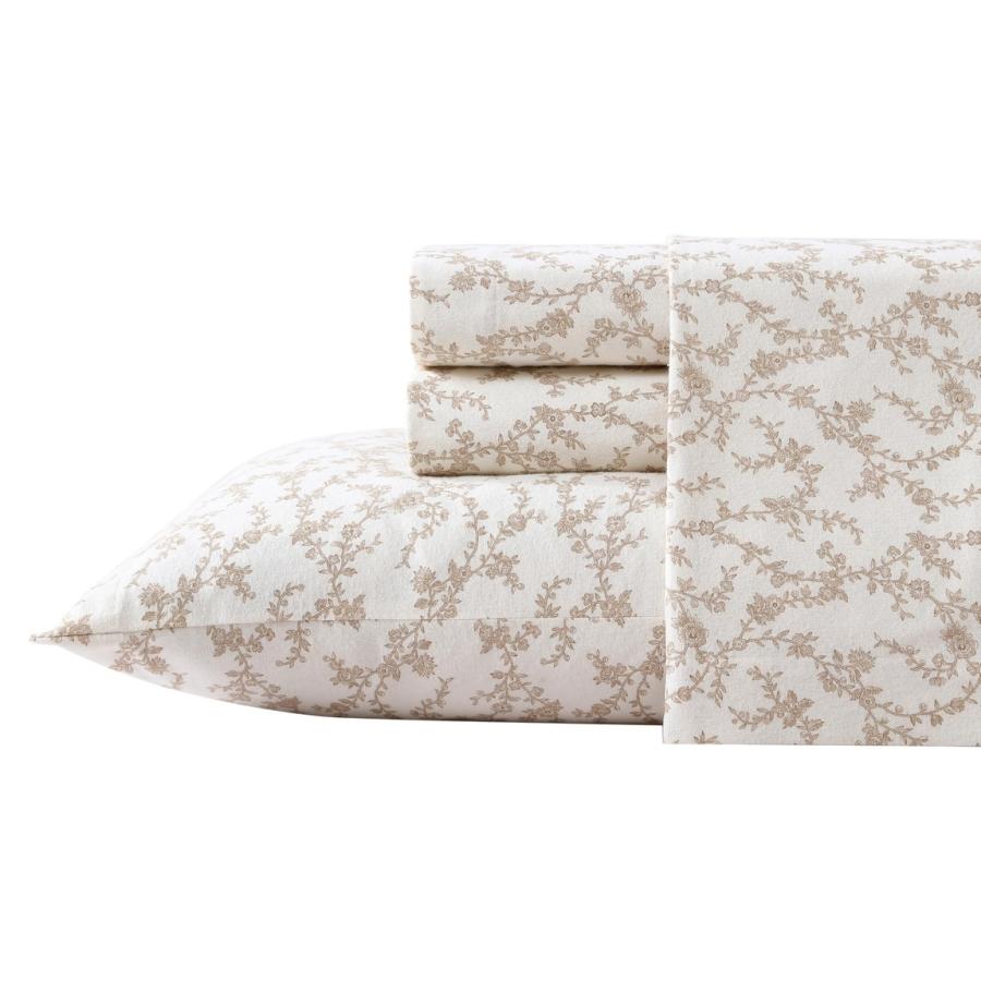 Laura Ashley フラネル シーツセット 花柄 Victoria Beige コットン 洗える 保温 | 