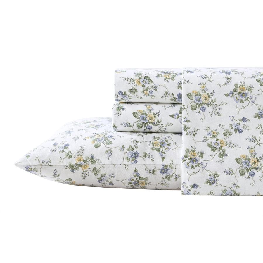 ローラアシュレイ フランネル シーツ ツイン Le Fleur Cottage Blue 綿100% 花柄 ボックスシーツ フラットシーツ 枕カバー |  | 01