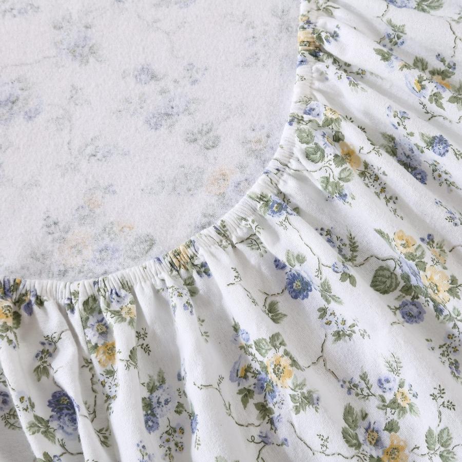 ローラアシュレイ フランネル シーツ ツイン Le Fleur Cottage Blue 綿100% 花柄 ボックスシーツ フラットシーツ 枕カバー |  | 04