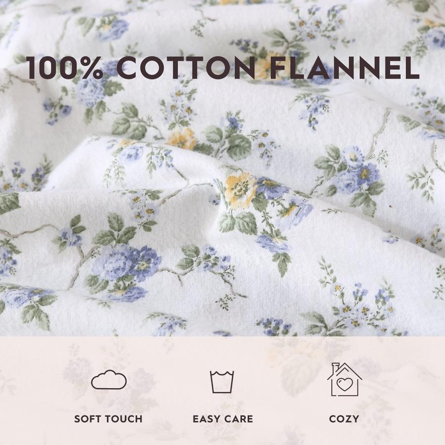 ローラアシュレイ フランネル シーツ ツイン Le Fleur Cottage Blue 綿100% 花柄 ボックスシーツ フラットシーツ 枕カバー |  | 05