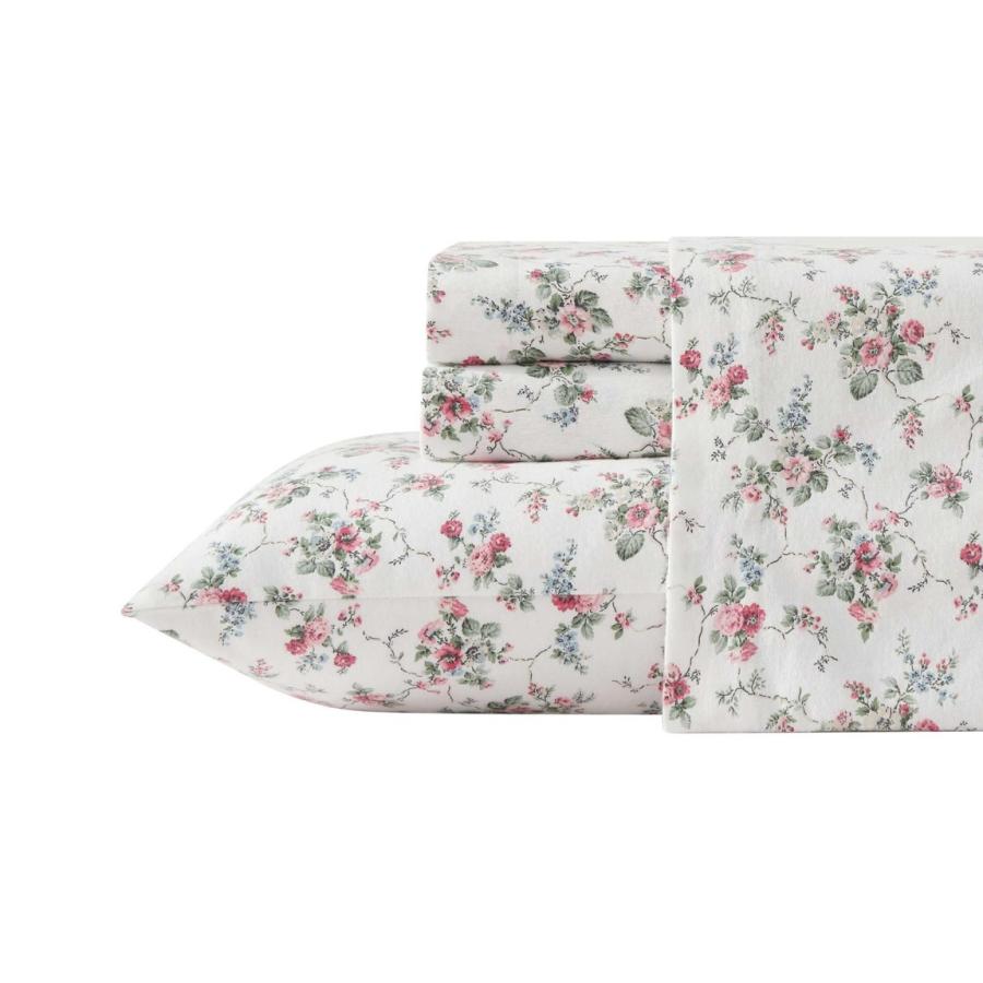 Laura Ashley フランネルシーツ 綿100% 花柄 Le Fleur Pink ボックスシーツ 枕カバー |  | 01