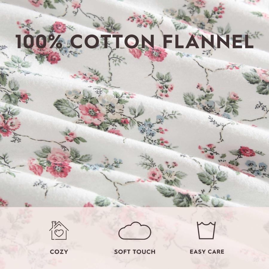 Laura Ashley フランネルシーツ 綿100% 花柄 Le Fleur Pink ボックスシーツ 枕カバー |  | 04