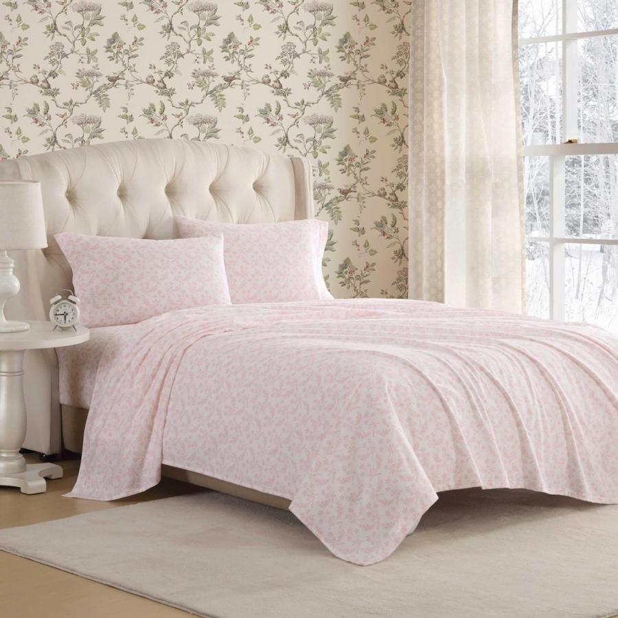 Laura Ashley フランネル ベッドシーツセット Antoinette Pink 花柄 綿100% 布団カバー 寝具 | 