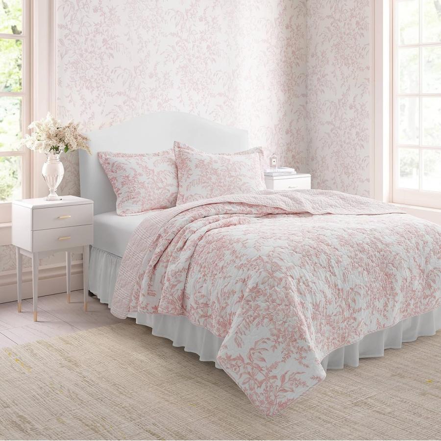 Laura Ashley キルトセット Bedford Pink ベッドカバー ピローケース 3点セット 綿100% 花柄 寝具 |  | 03