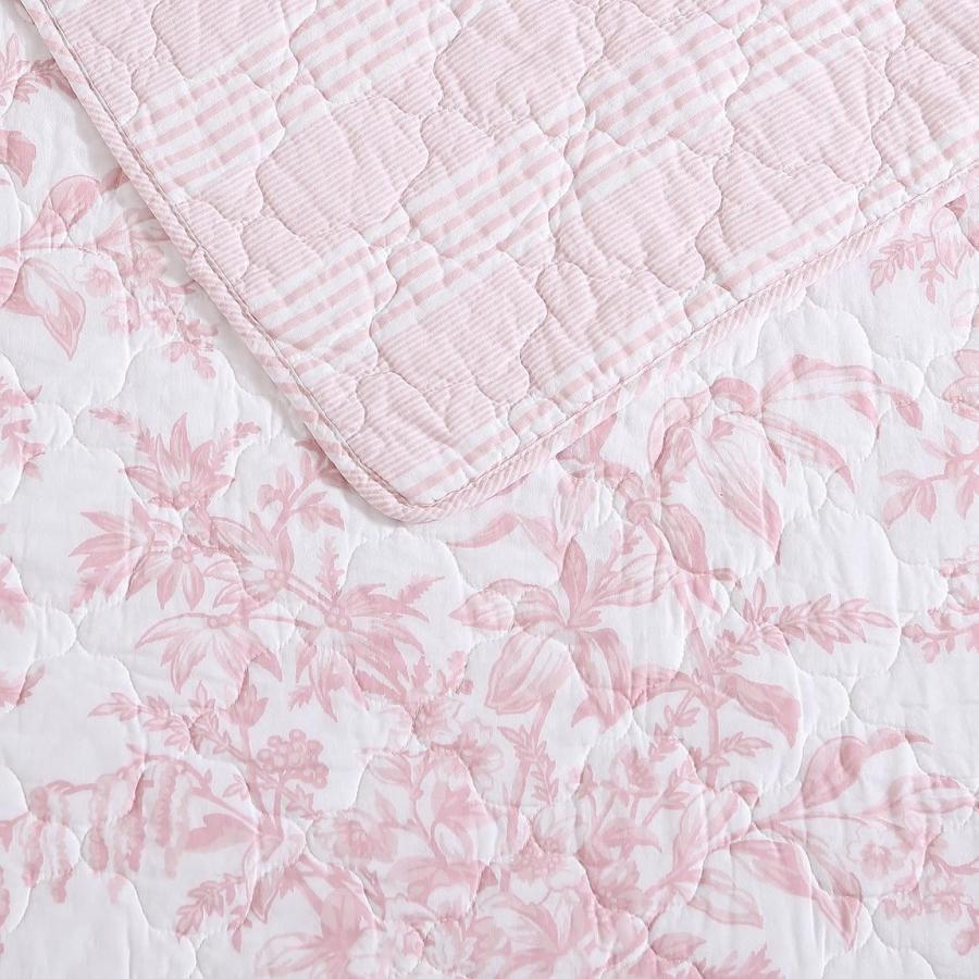 Laura Ashley キルトセット Bedford Pink ベッドカバー ピローケース 3点セット 綿100% 花柄 寝具 |  | 04