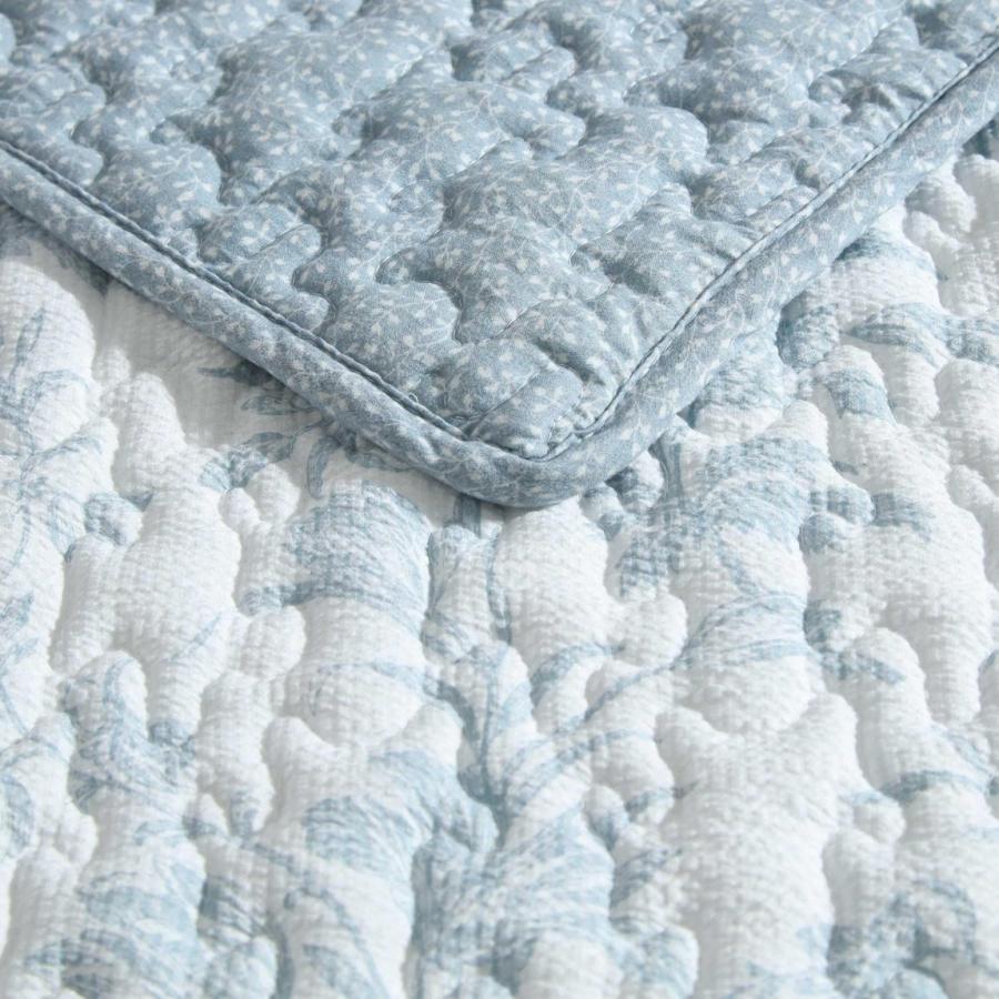 Laura Ashley キルトセット ベッドスプレッド 3点セット 花柄 パステルブルー リバーシブル 寝具カバー |  | 04
