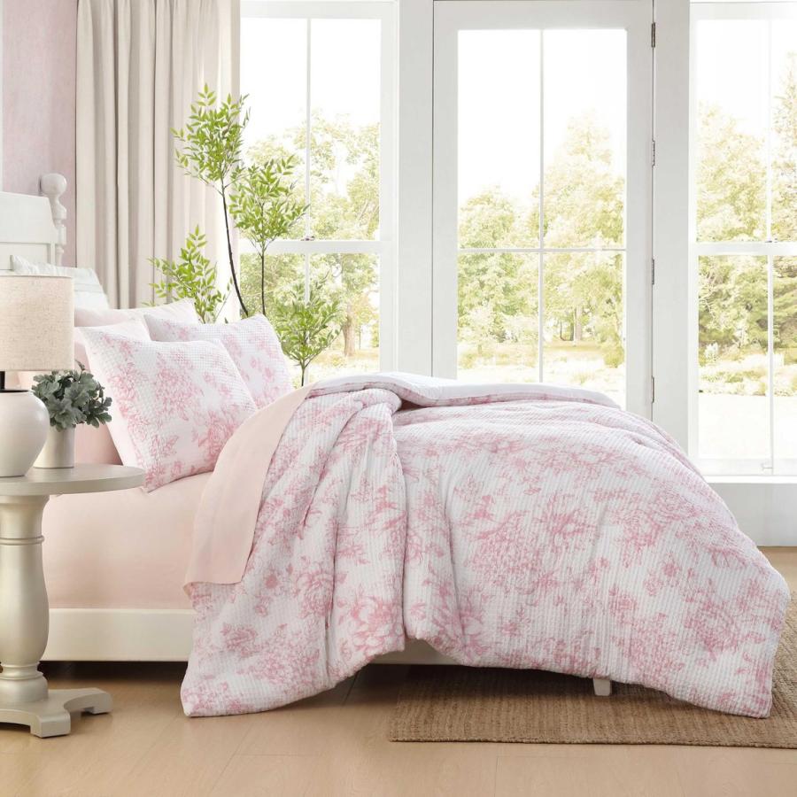 Laura Ashley コンフォーターセット Delphine パステルピンク 花柄 ワッ 生地 寝具セット |  | 02