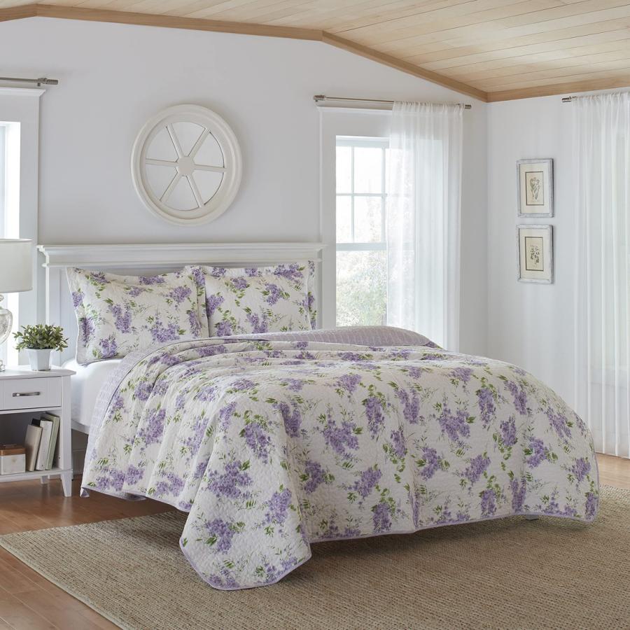 Laura Ashley キルトセット ベッドカバー リバーシブル 綿100% 花柄 Keighley Lilac |  | 01