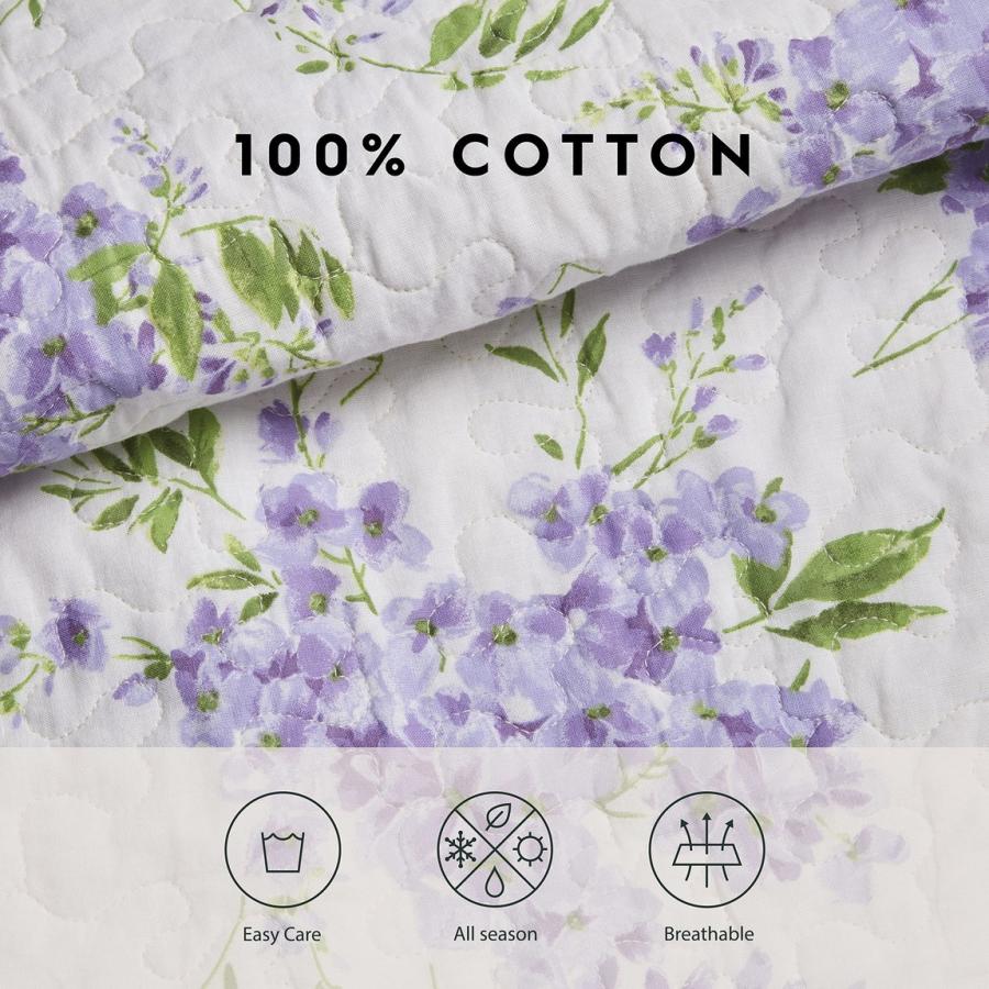 Laura Ashley キルトセット ベッドカバー リバーシブル 綿100% 花柄 Keighley Lilac |  | 07