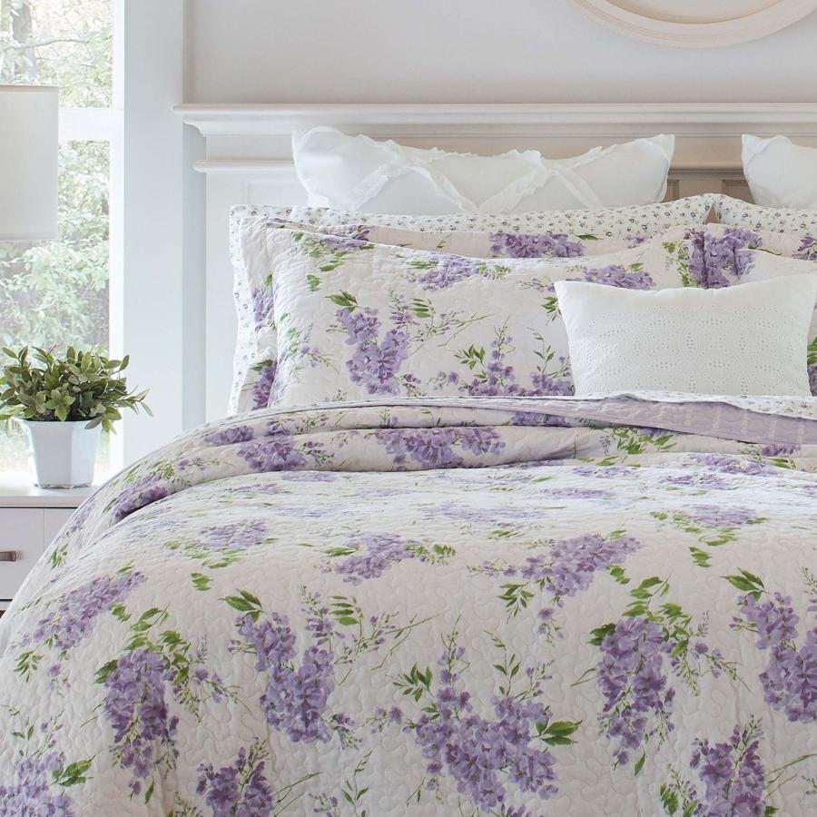 Laura Ashley キルトセット ベッドカバー リバーシブル 綿100% 花柄 Keighley Lilac |  | 08