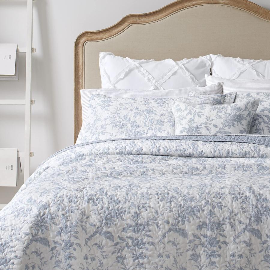 Laura Ashley キルトセット アンバーリーソフトブルー 花柄 ベッドカバー 寝具セット |  | 01