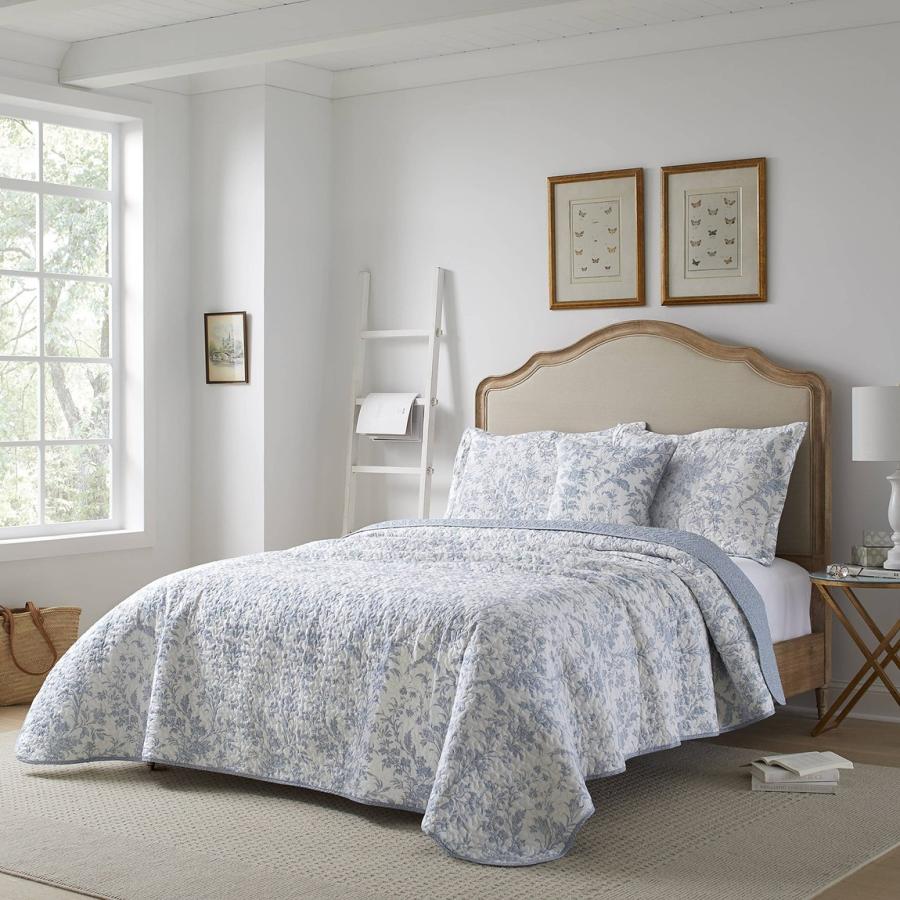 Laura Ashley キルトセット アンバーリーソフトブルー 花柄 ベッドカバー 寝具セット |  | 03