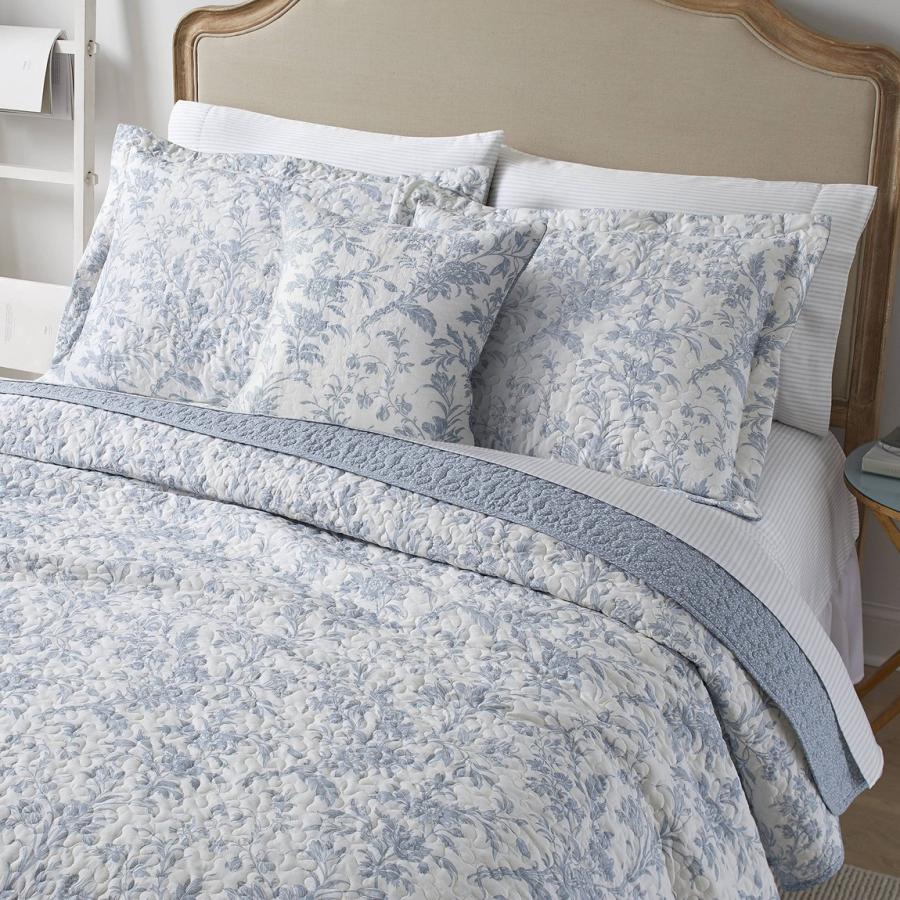 Laura Ashley キルトセット アンバーリーソフトブルー 花柄 ベッドカバー 寝具セット |  | 04