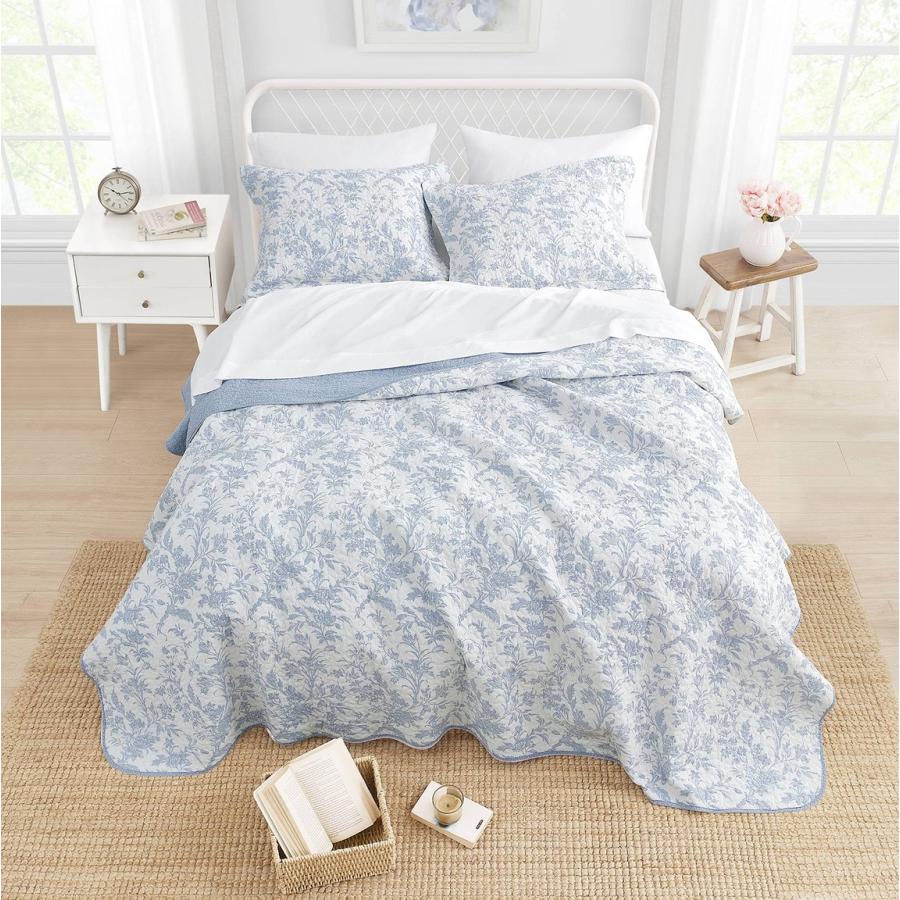 Laura Ashley キルトセット アンバーリーソフトブルー 花柄 ベッドカバー 寝具セット |  | 06