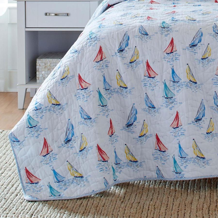 Laura Ashley キルトセット 3点セット 綿100％ ヨット柄 リバーシブル ベッドカバー ピローケース |  | 06